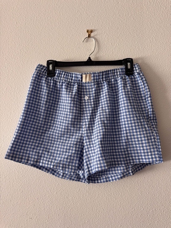 farodor Pants - NWT Blue Gingham Women's Boxer Shorts Size L